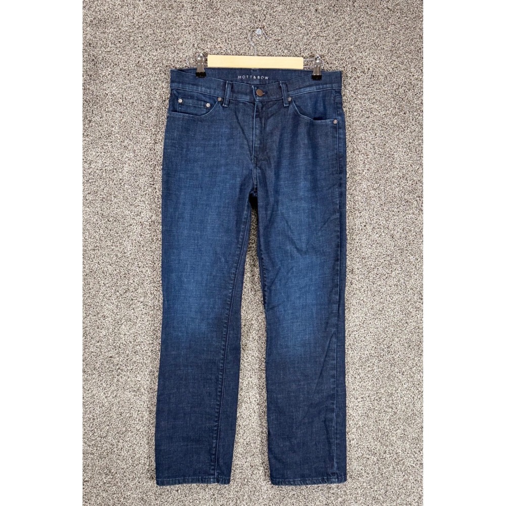 Mott & Bow Crosby Jeans Mens 32/30 Blue 6 Month Dark Wash Straight Leg Stretch